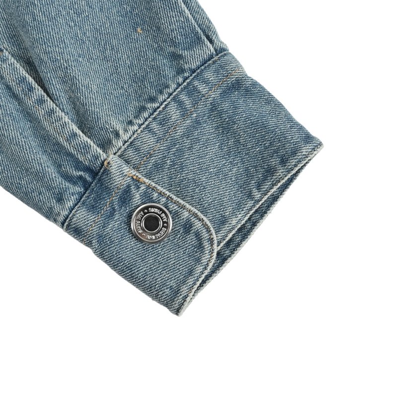 Ami Paris Heart Embroidered Denim Shirt Blue view
