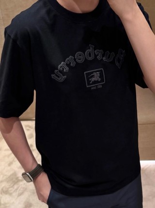 Burberry Black Logo Embroidered T-Shirt