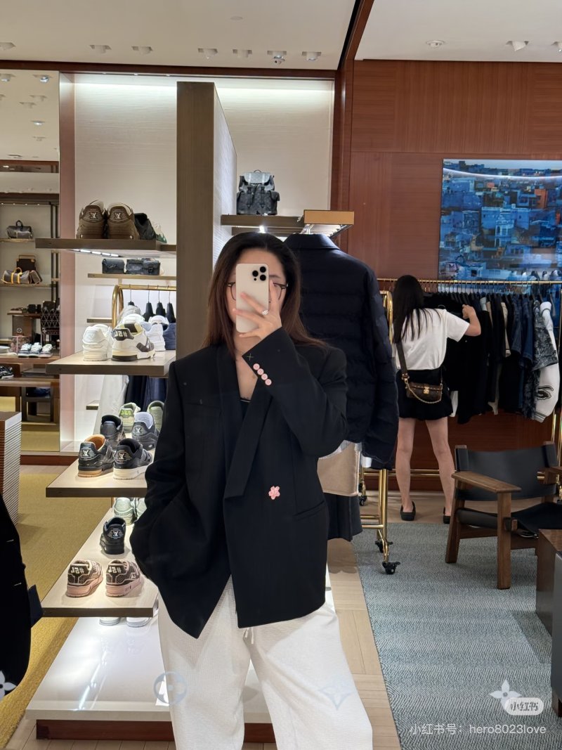 Black Oversized Blazer with Pearl Buttons view