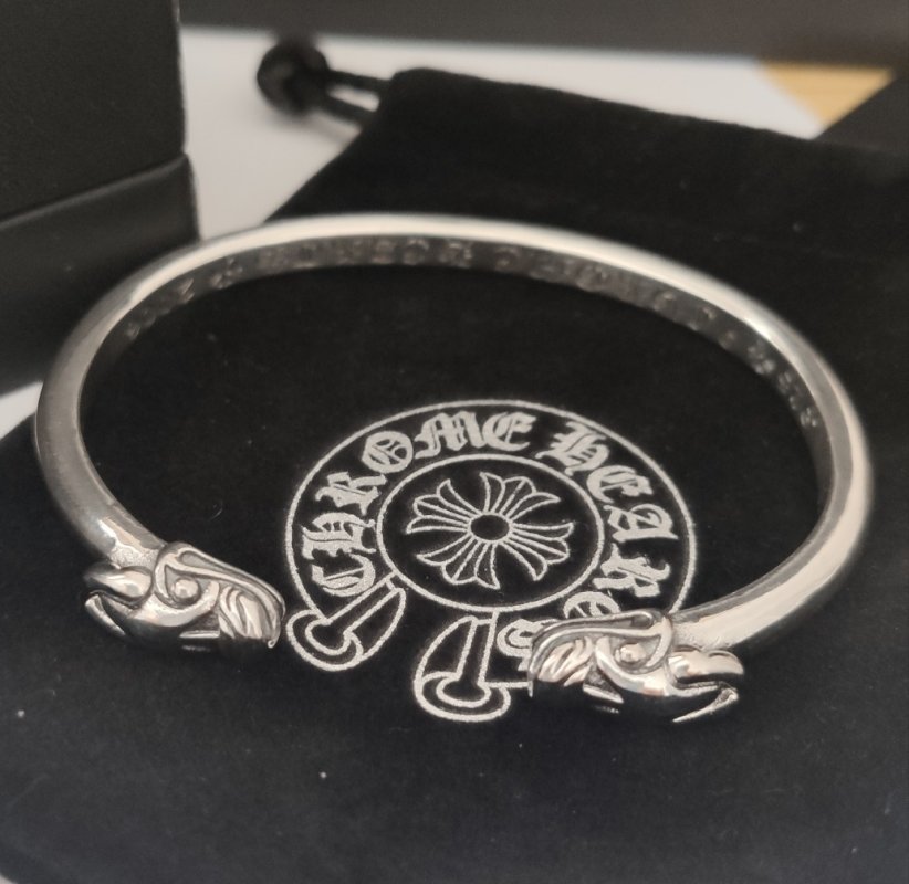 Chrome Hearts Double Dragon Open Cuff Bracelet Silver view
