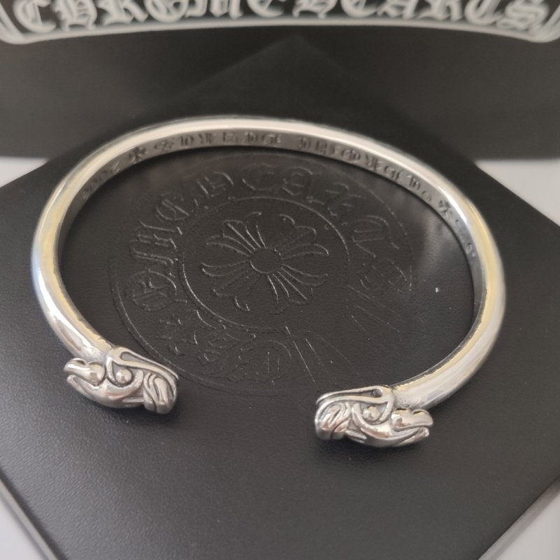 Chrome Hearts Double Dragon Open Cuff Bracelet Silver view