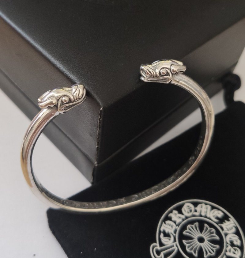 Chrome Hearts Double Dragon Open Cuff Bracelet Silver view