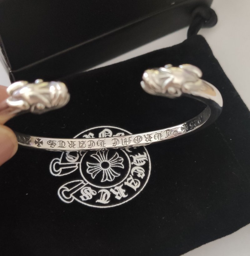 Chrome Hearts Double Dragon Open Cuff Bracelet Silver view