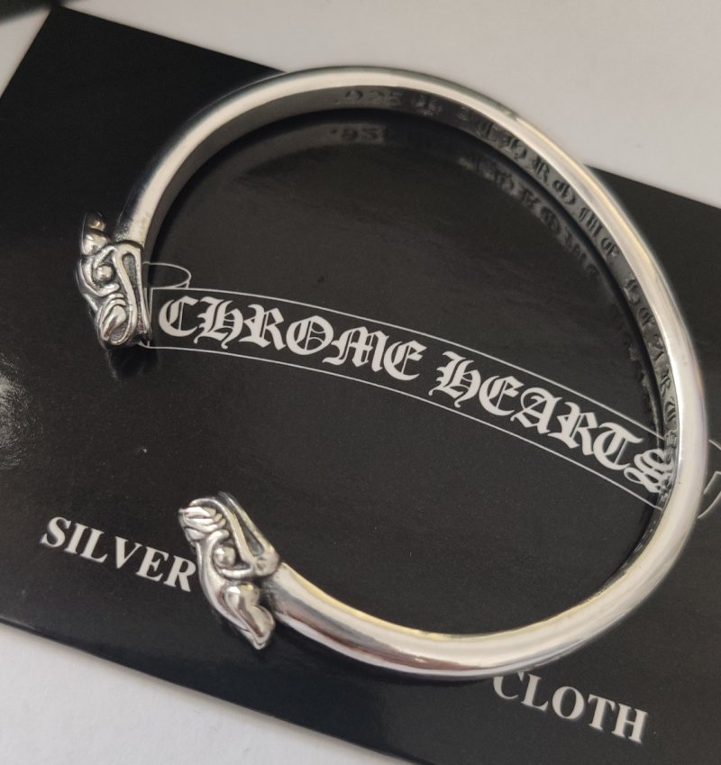 Chrome Hearts Double Dragon Open Cuff Bracelet Silver view