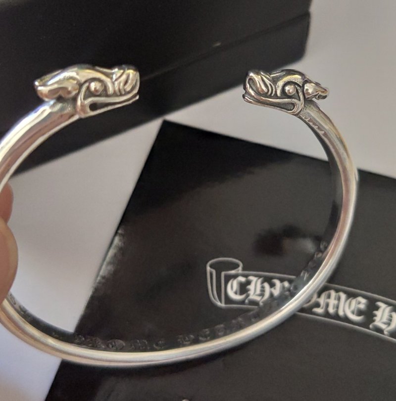 Chrome Hearts Double Dragon Open Cuff Bracelet Silver view