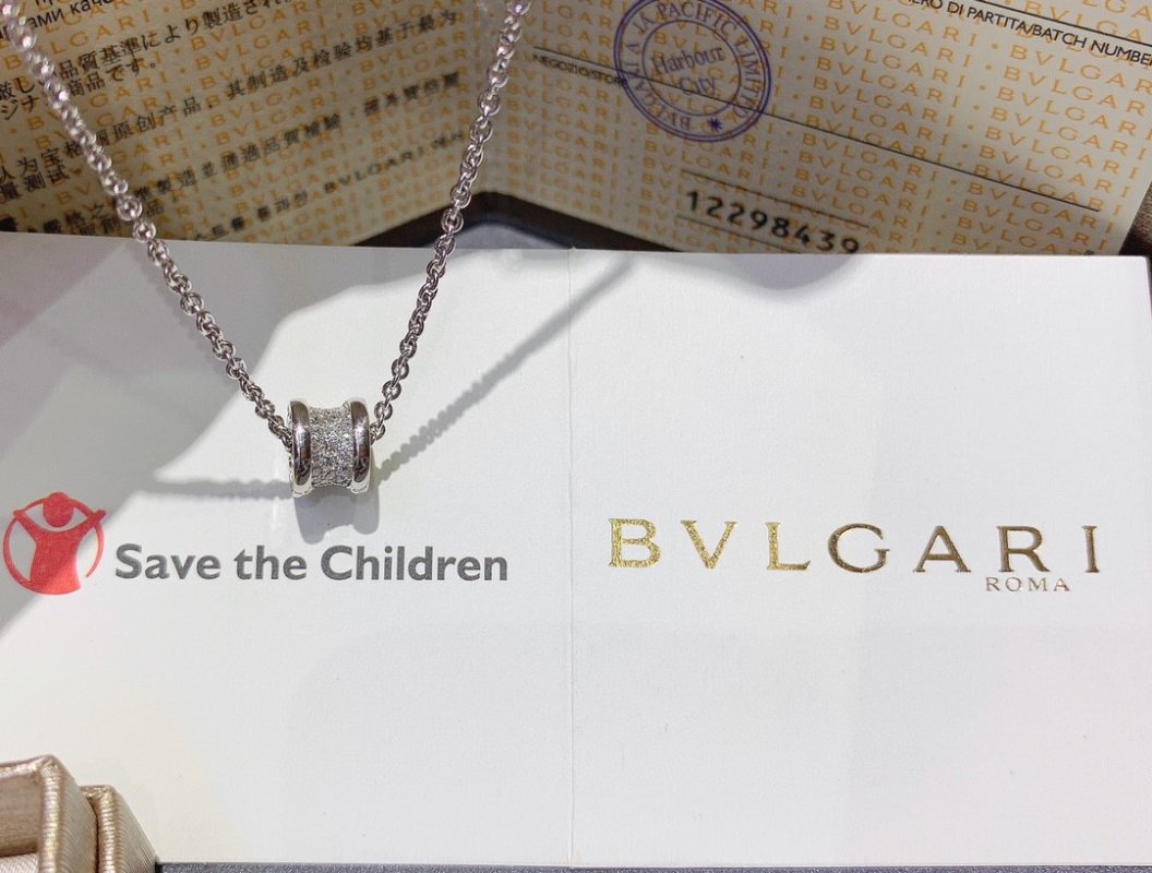 Bulgari 18K Gold Plated Diamond Spiral Cylinder Necklace view
