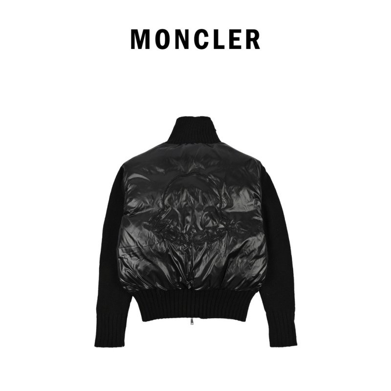 Black Puffer Down Jacket with Knit Sleeves view