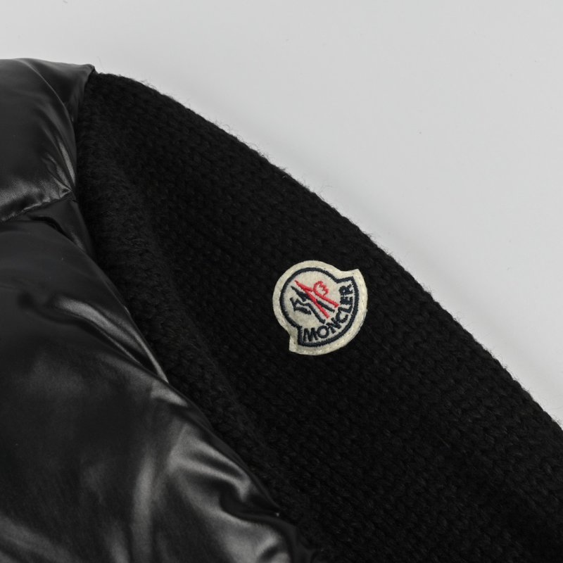 Black Puffer Down Jacket with Knit Sleeves view
