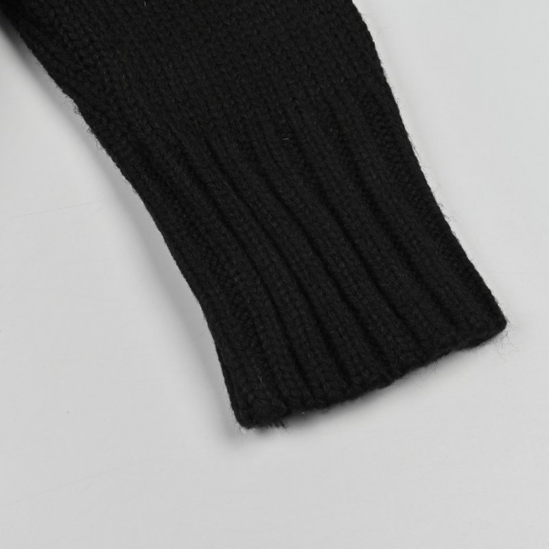 Black Puffer Down Jacket with Knit Sleeves view