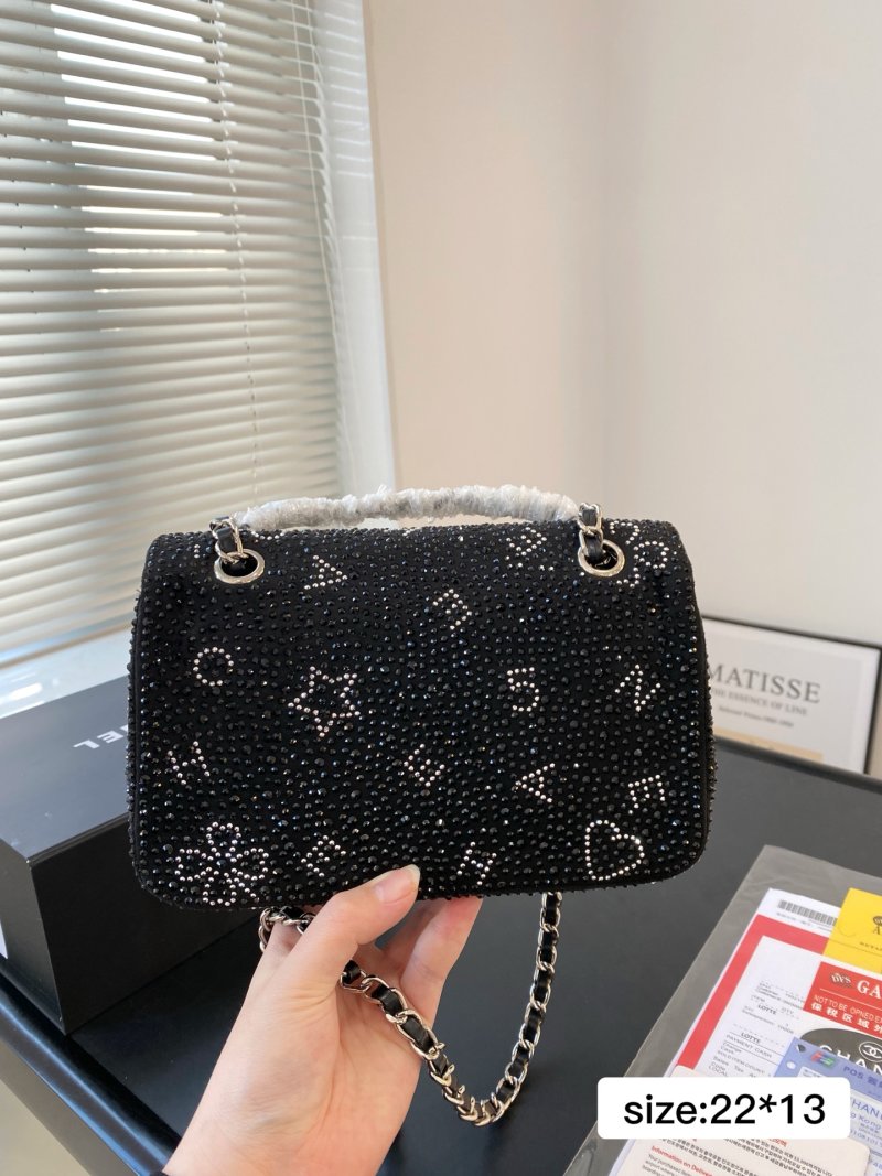 Chanel CF Flap Bag Black Crystal Rhinestone Chain Shoulder Bag view