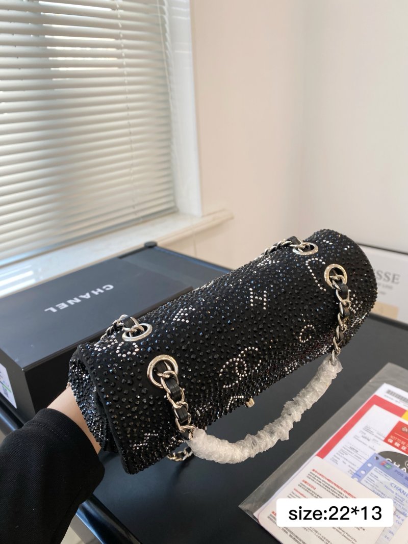 Chanel CF Flap Bag Black Crystal Rhinestone Chain Shoulder Bag view