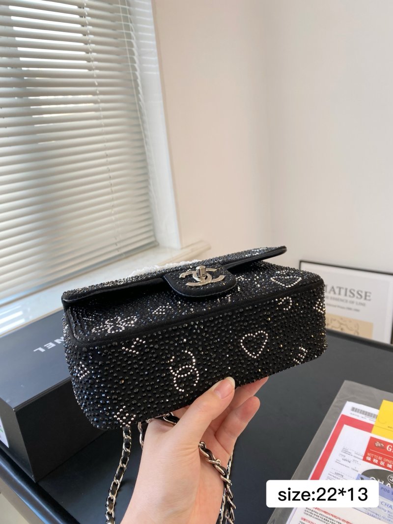 Chanel CF Flap Bag Black Crystal Rhinestone Chain Shoulder Bag view