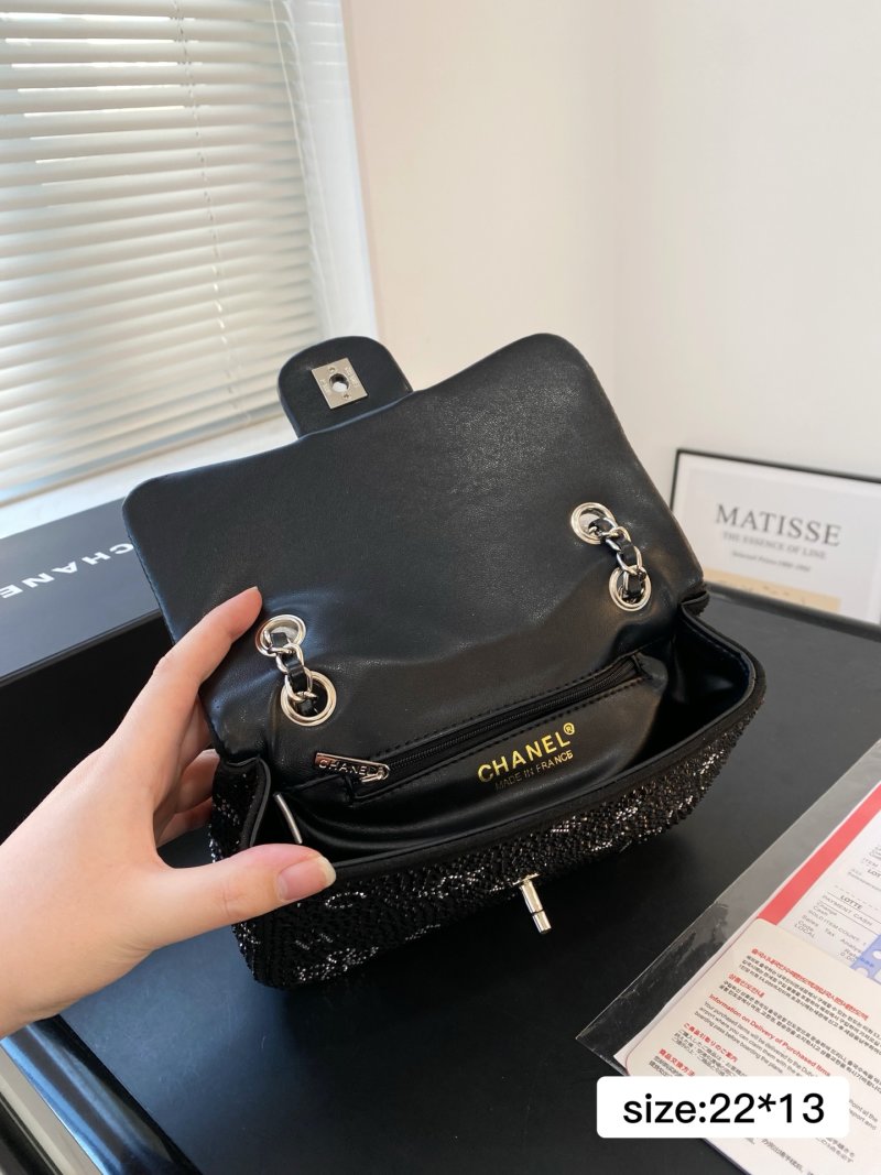 Chanel CF Flap Bag Black Crystal Rhinestone Chain Shoulder Bag view