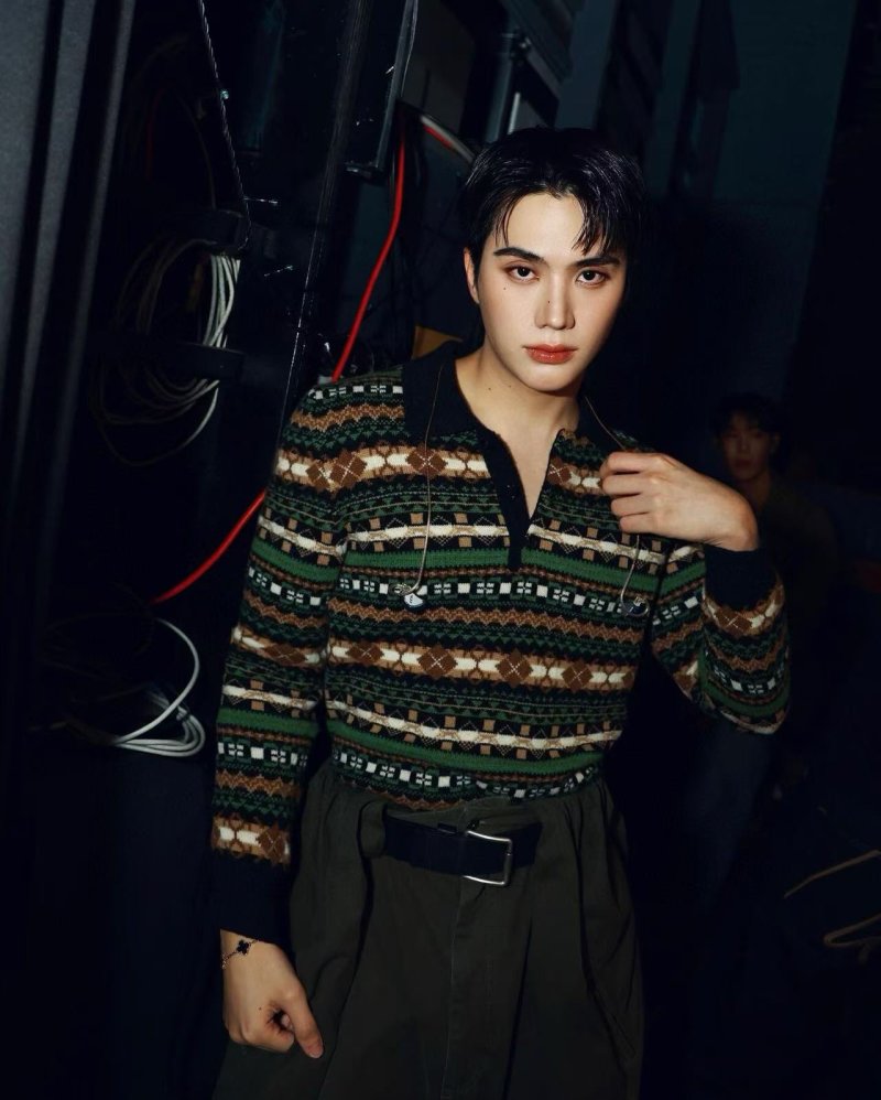 Fair Isle Jacquard Knit Cardigan - Green & Brown