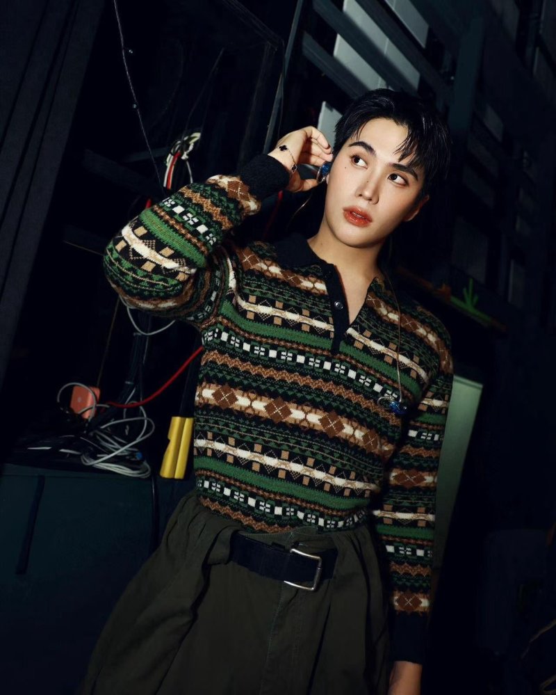 Fair Isle Jacquard Knit Cardigan - Green & Brown view