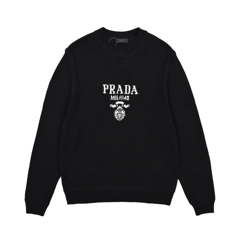 Prada Milano Logo Crew Neck Sweater Black view