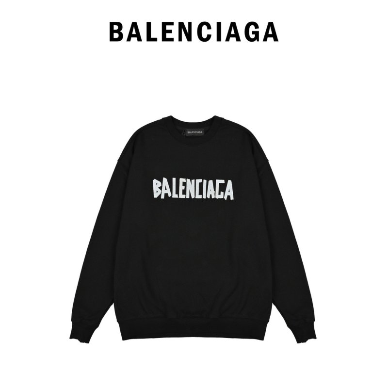 Balenciaga Mixed Logo Print Crew Neck Sweatshirt Black