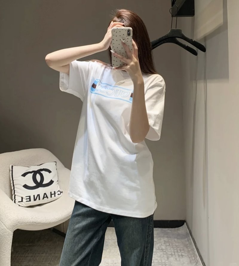 Gucci Logo Stripe White T-Shirt view