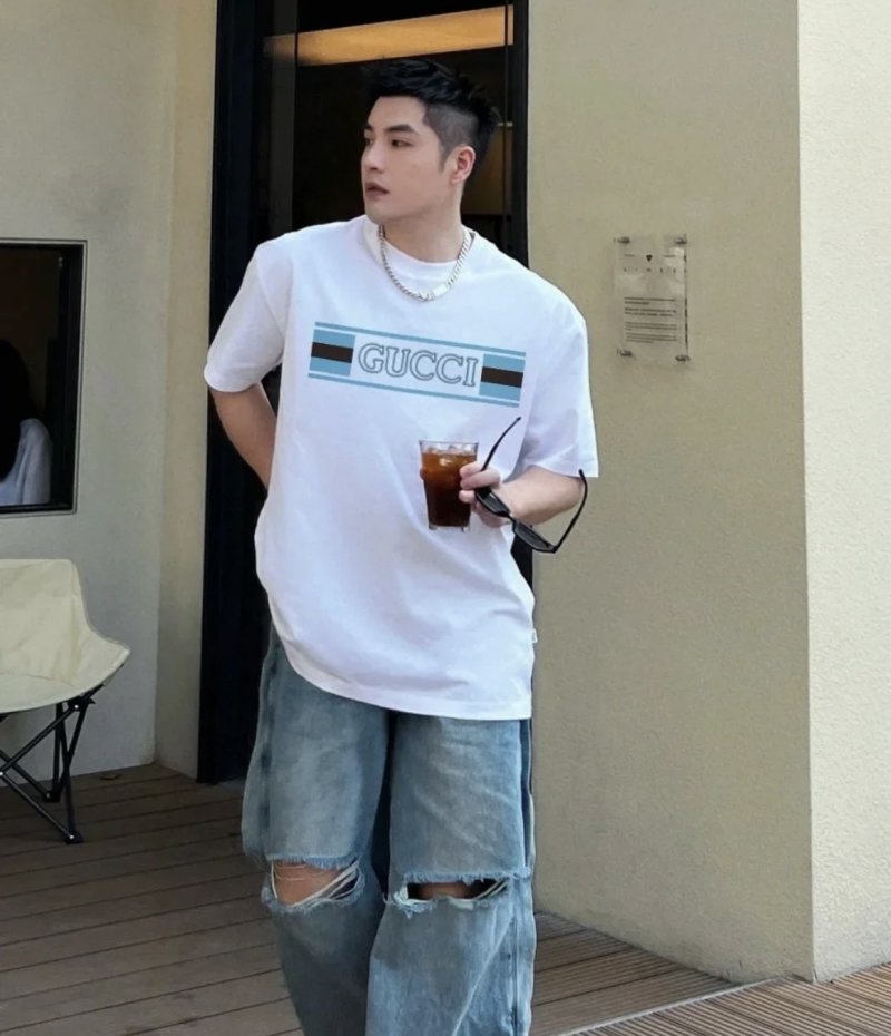 Gucci Logo Stripe White T-Shirt view