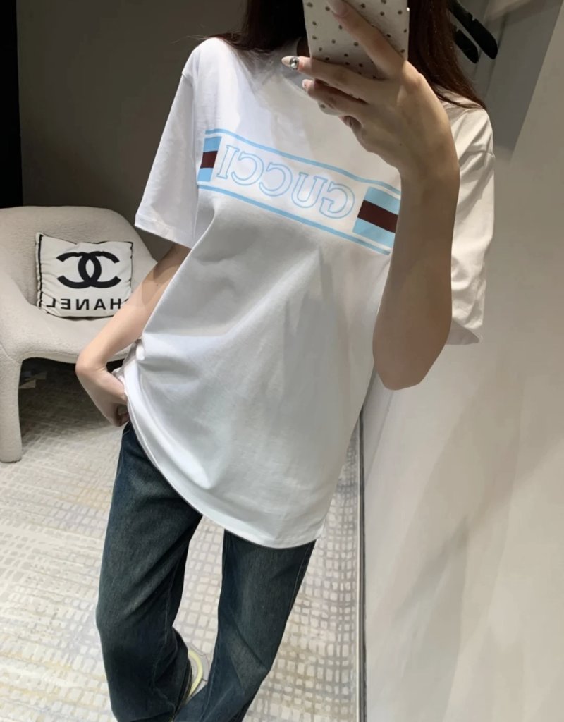 Gucci Logo Stripe White T-Shirt view