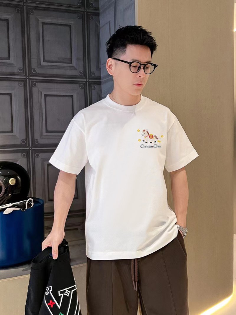 Dior Christian Dior Zodiac Embroidered Cream T-Shirt