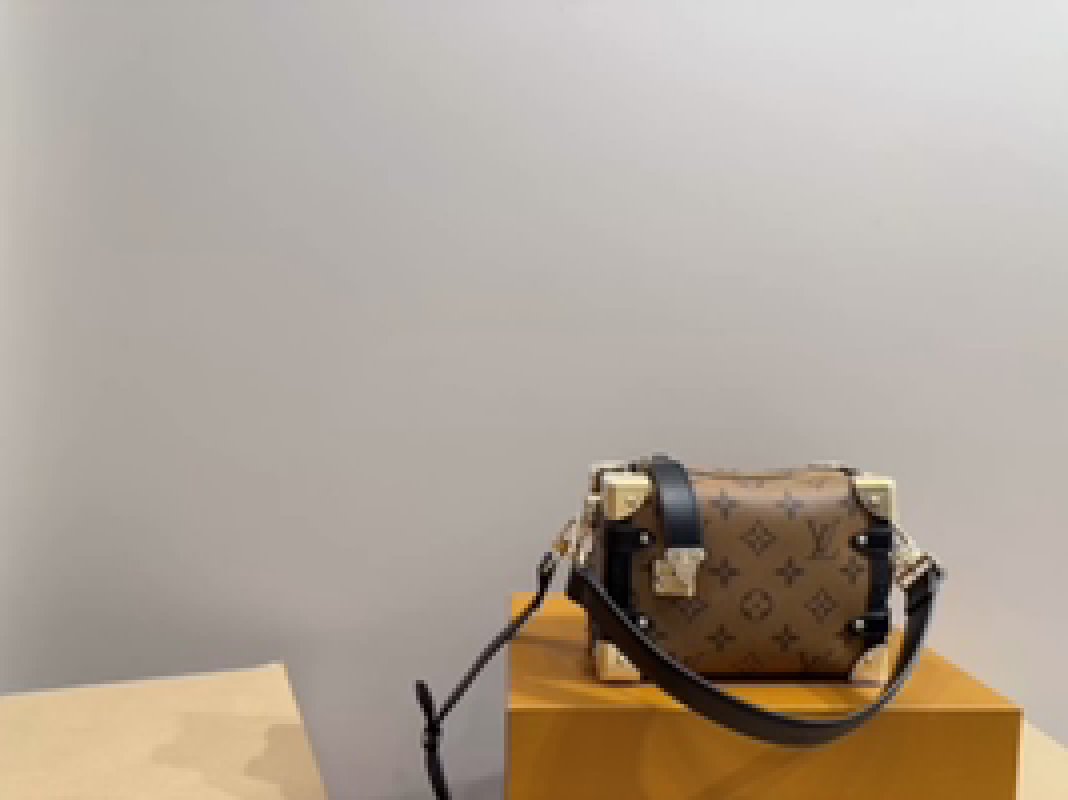 Louis Vuitton Monogram Canvas Shoulder Bag with Black Leather Strap