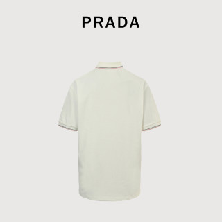 Prada Red Embroidered Logo Short Sleeve Polo Shirt view 2