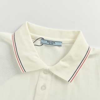 Prada Red Embroidered Logo Short Sleeve Polo Shirt view 3
