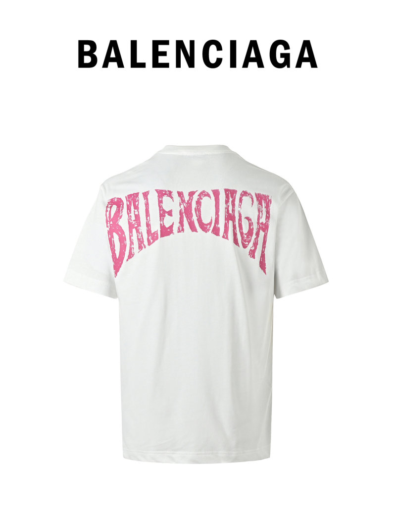 Balenciaga Paris Eiffel Tower Sunset Beach Print T-Shirt White view