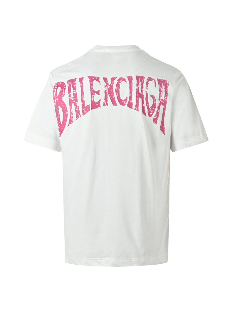 Balenciaga Paris Eiffel Tower Sunset Beach Print T-Shirt White view