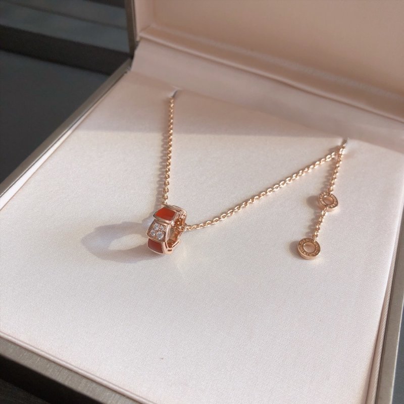 Bvlgari Serpenti Viper Rose Gold Red Carnelian Necklace