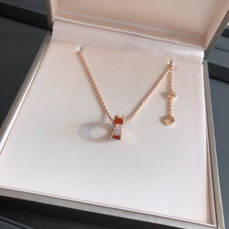 Bvlgari Serpenti Viper Rose Gold Red Carnelian Necklace view