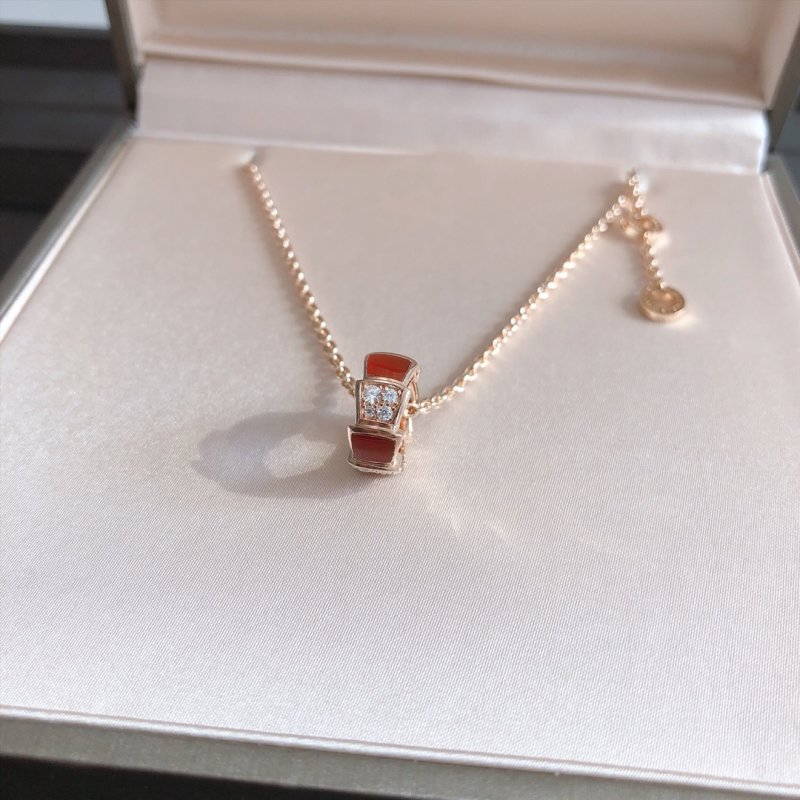 Bvlgari Serpenti Viper Rose Gold Red Carnelian Necklace view
