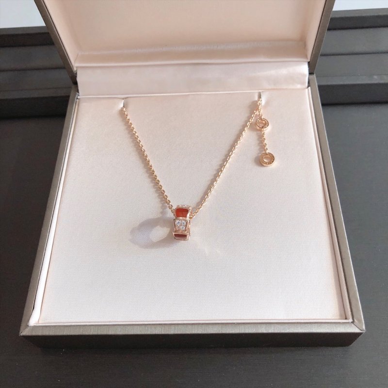 Bvlgari Serpenti Viper Rose Gold Red Carnelian Necklace view