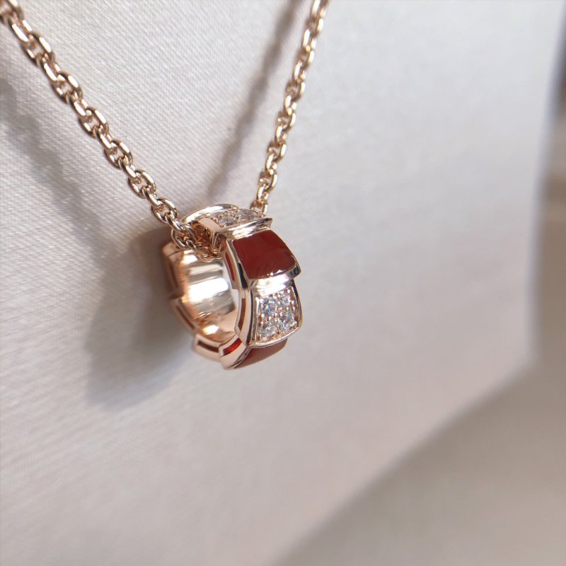 Bvlgari Serpenti Viper Rose Gold Red Carnelian Necklace view