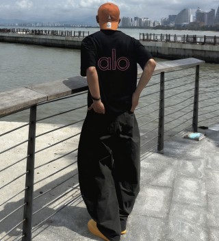 Alo Black Short Sleeve T-Shirt view 2