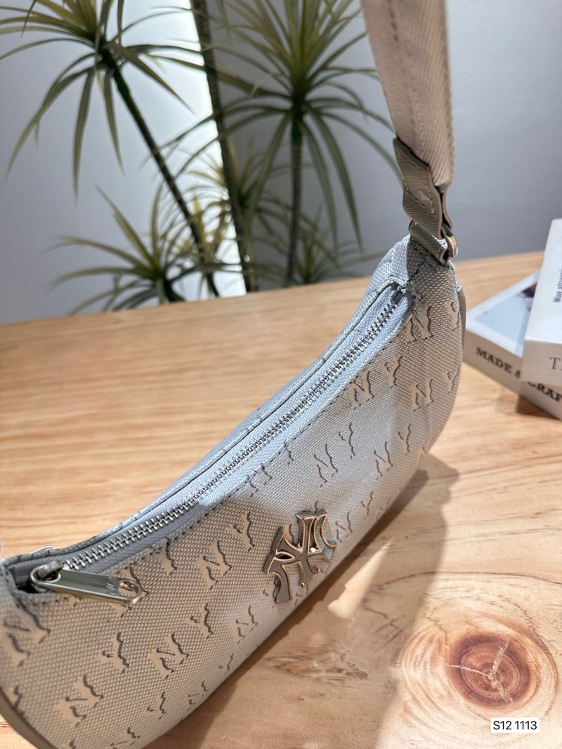 Crescent Moon Hobo Bag - Beige with Monogram view