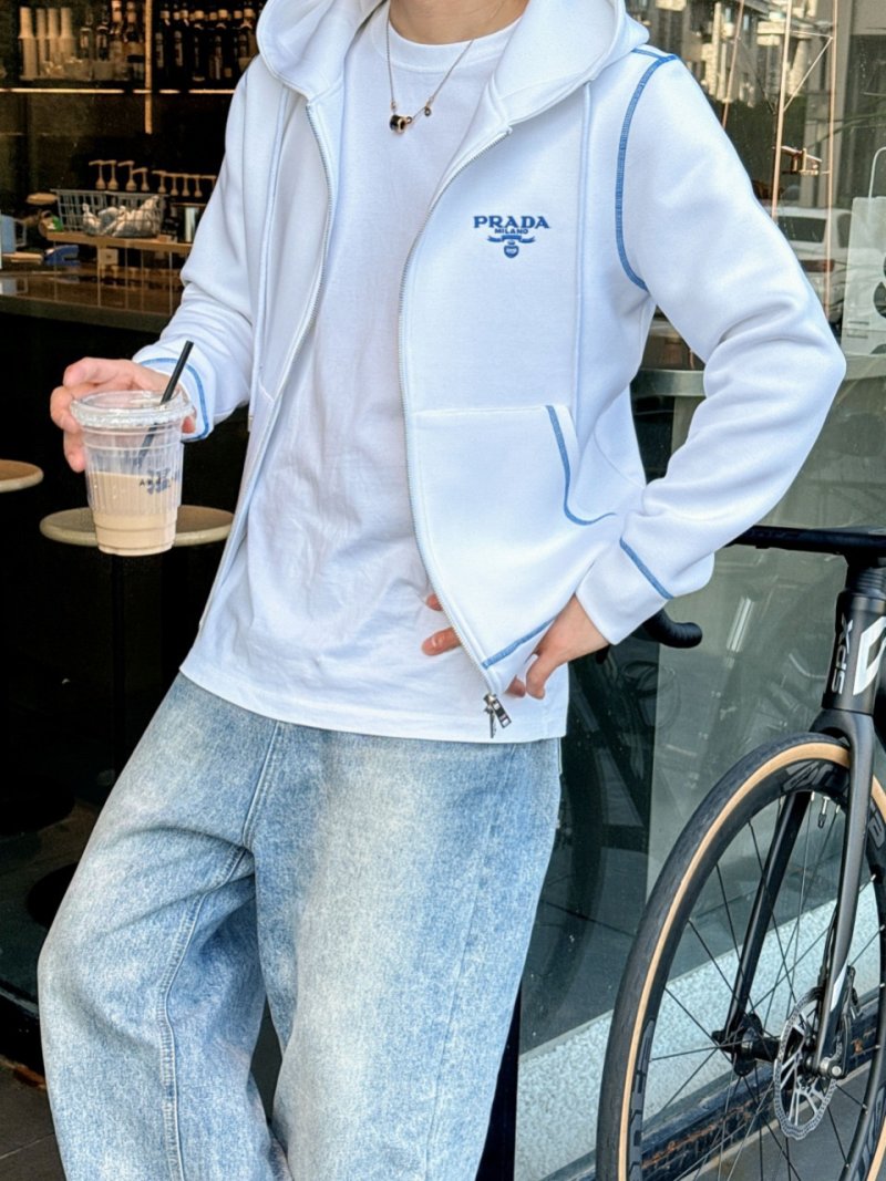 Prada White Zip Hoodie Jacket view