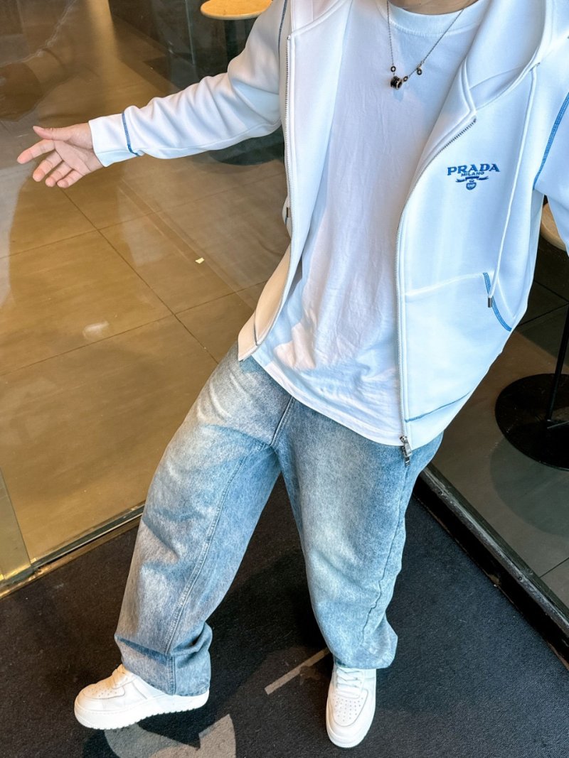 Prada White Zip Hoodie Jacket view