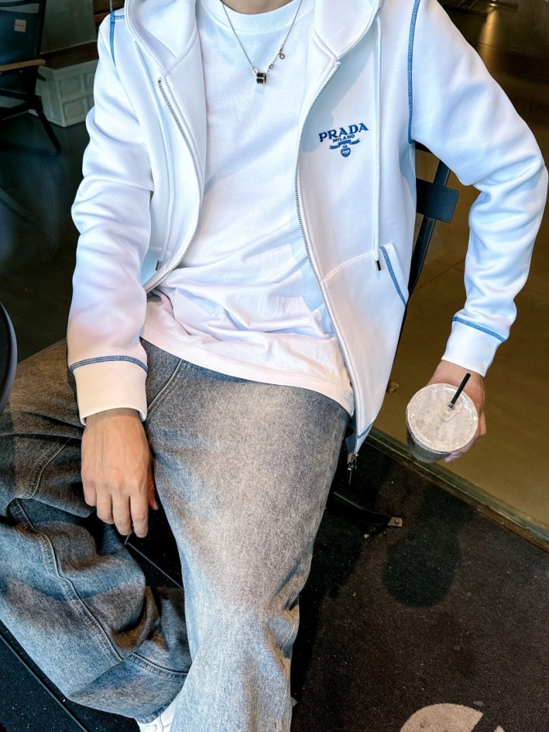 Prada White Zip Hoodie Jacket view