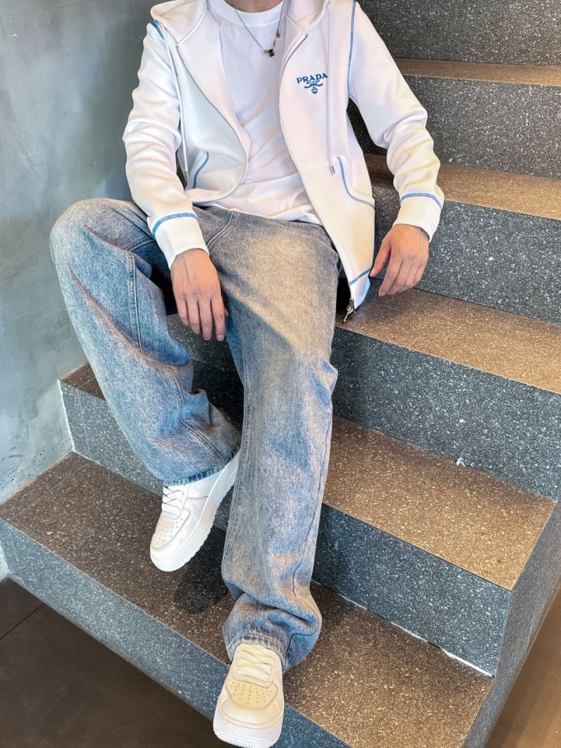 Prada White Zip Hoodie Jacket view