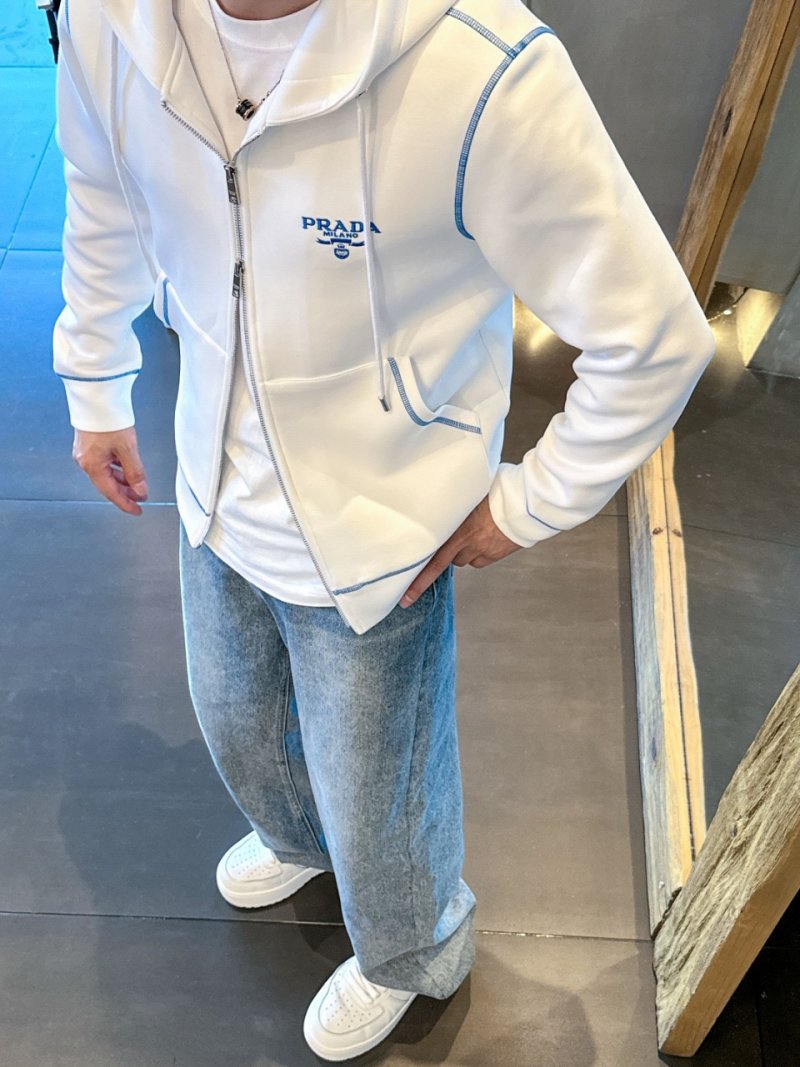Prada White Zip Hoodie Jacket view