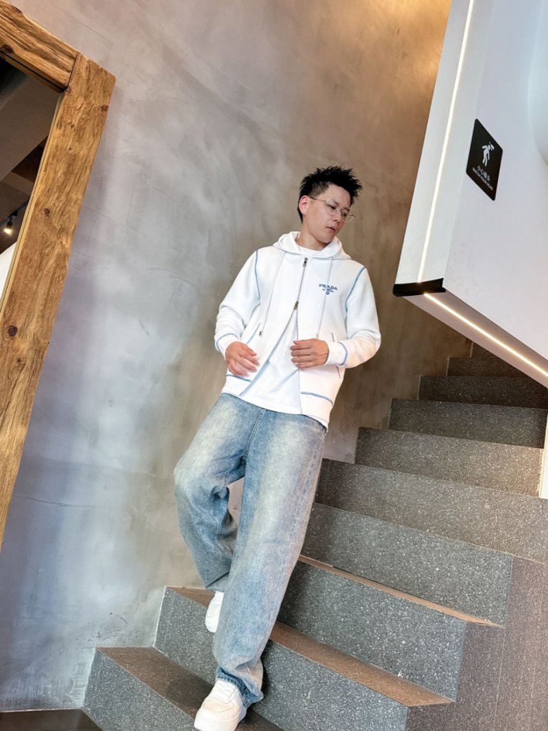 Prada White Zip Hoodie Jacket view
