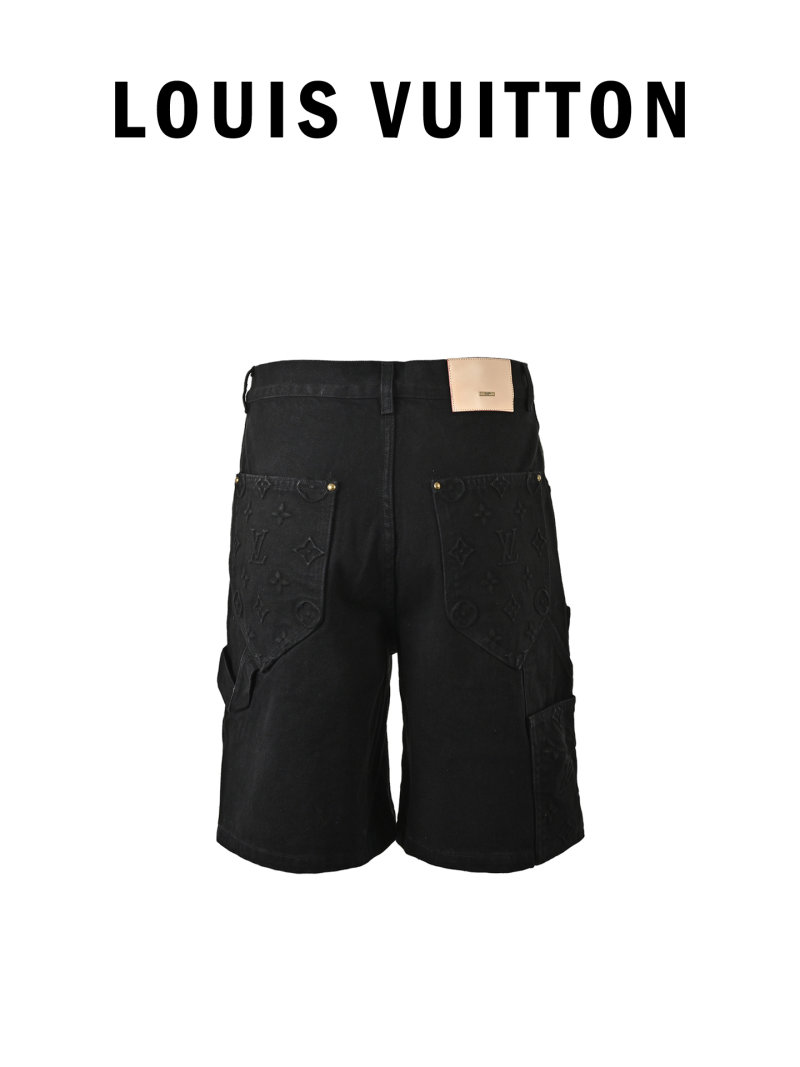 Louis Vuitton Monogram Embossed Denim Cargo Shorts Black view