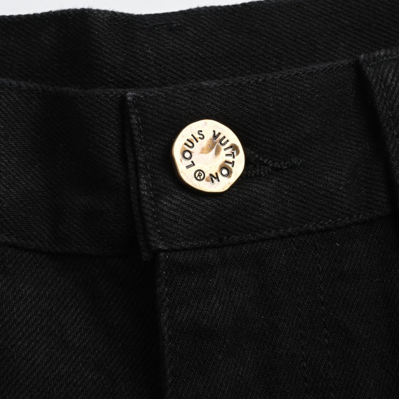 Louis Vuitton Monogram Embossed Denim Cargo Shorts Black view