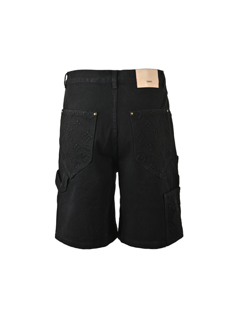 Louis Vuitton Monogram Embossed Denim Cargo Shorts Black view