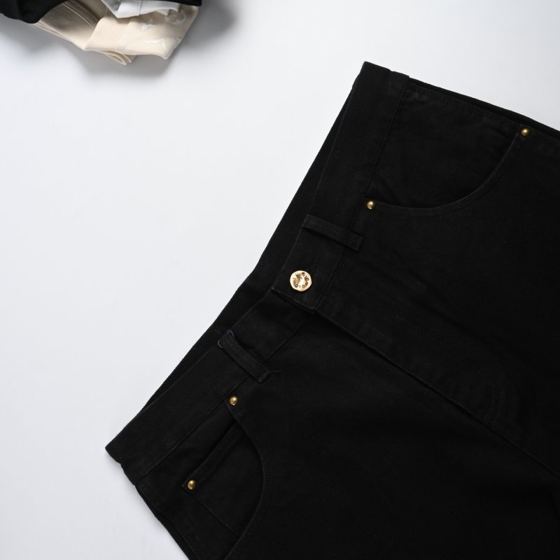 Louis Vuitton Monogram Embossed Denim Cargo Shorts Black view