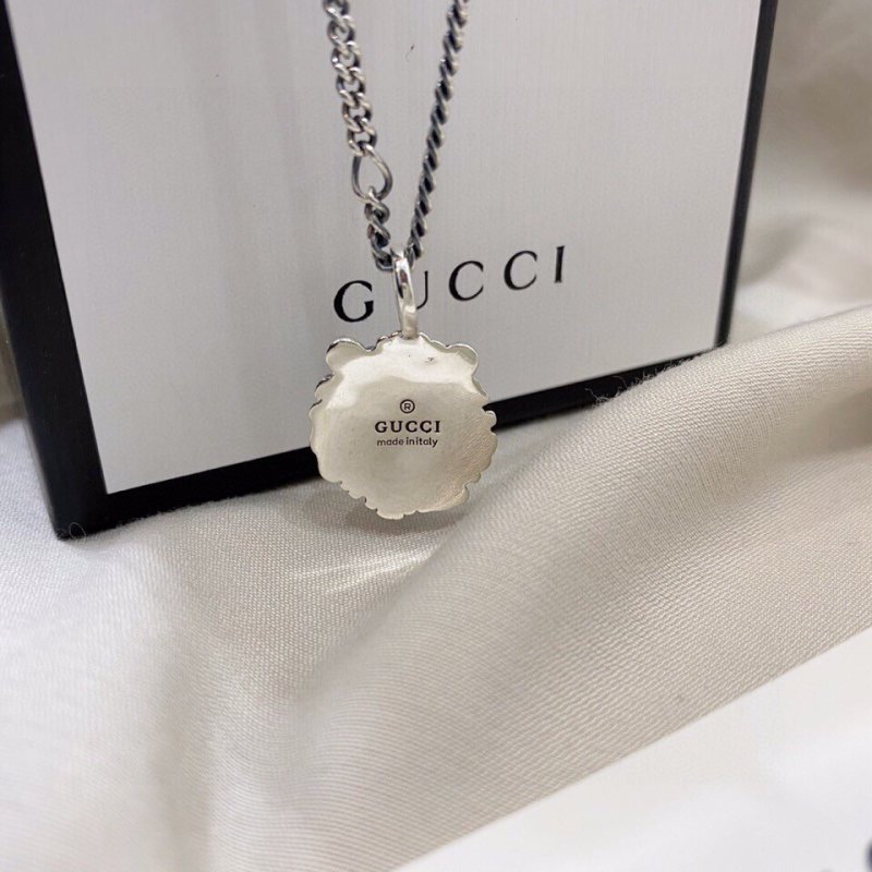 Gucci Lion Head Silver Pendant Necklace - 65cm Chain view