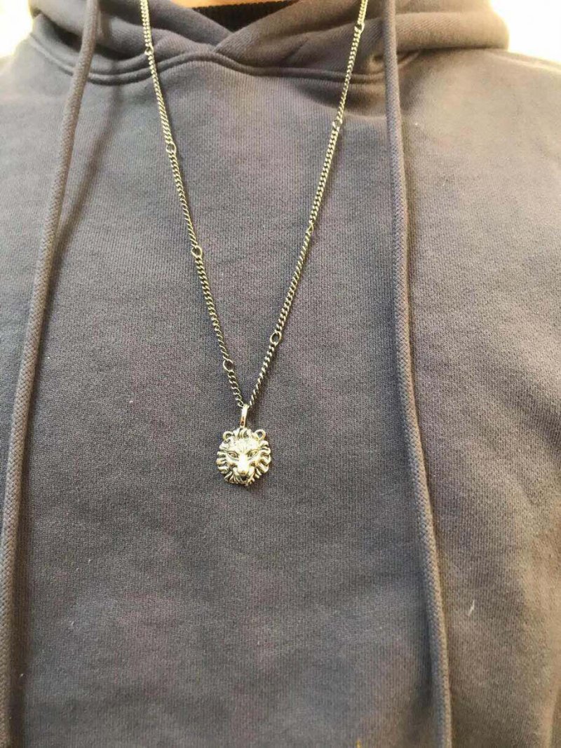 Gucci Lion Head Silver Pendant Necklace - 65cm Chain view