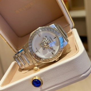 Versace Medusa Quartz Women's Watch 38MM Silver